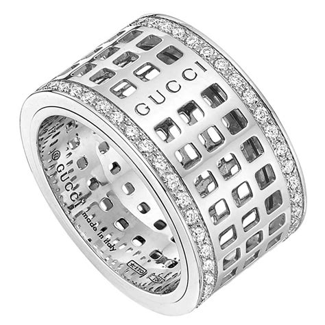 gucci 13k white gold ring with diamonds|gold Gucci ring sale.